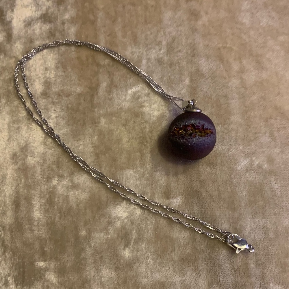 Titanium Coated Druzy Sphere Pendant Necklace